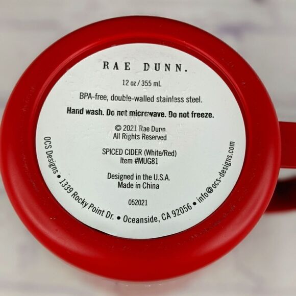 Rae Dunn SPICED CIDER Red Insulated Stainless Steel Mug - 12 oz - Picture 6 of 7